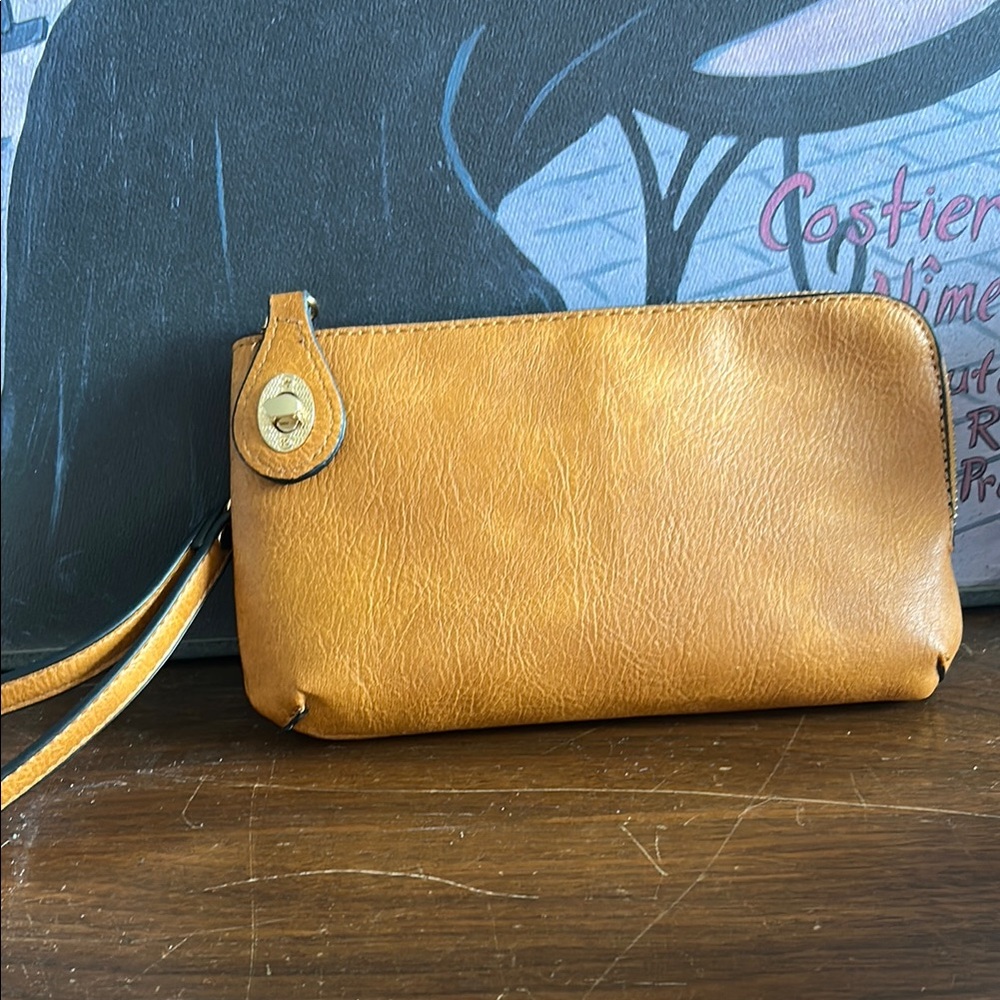 Tan Leather Convertible Wristlet